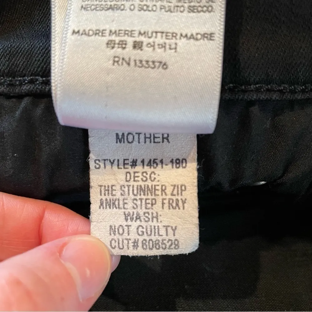 MOTHER The Stunner Zip Ankle Step Fray High Rise Jeans in Not Guilty Black 28 - Image 10