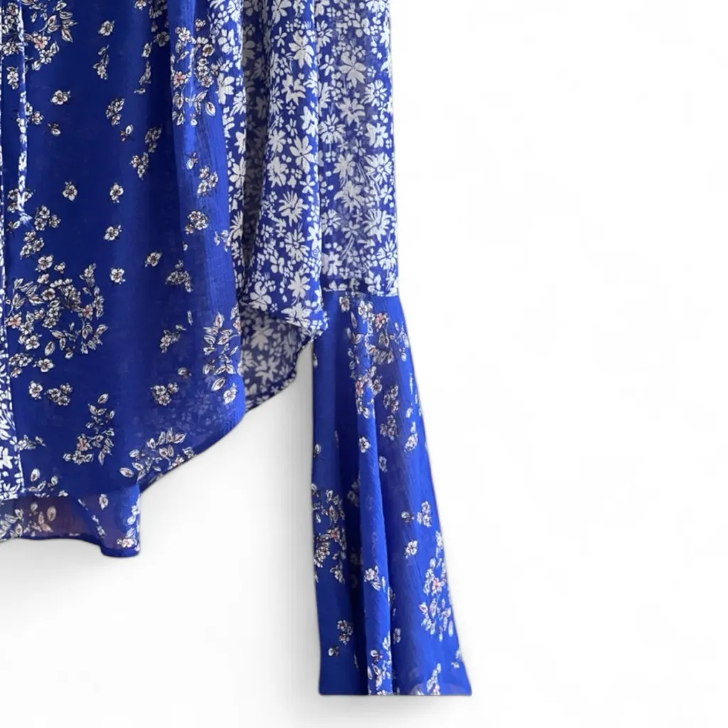 Free People SERENA PRINTED BLOUSE - BLUE COMBO - Image 8