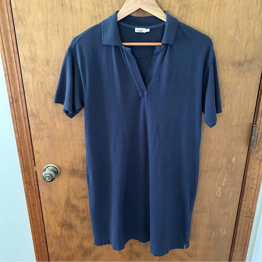 Faherty  Sun Washed Navy Pique Polo Dress. Size Small. - Image 4