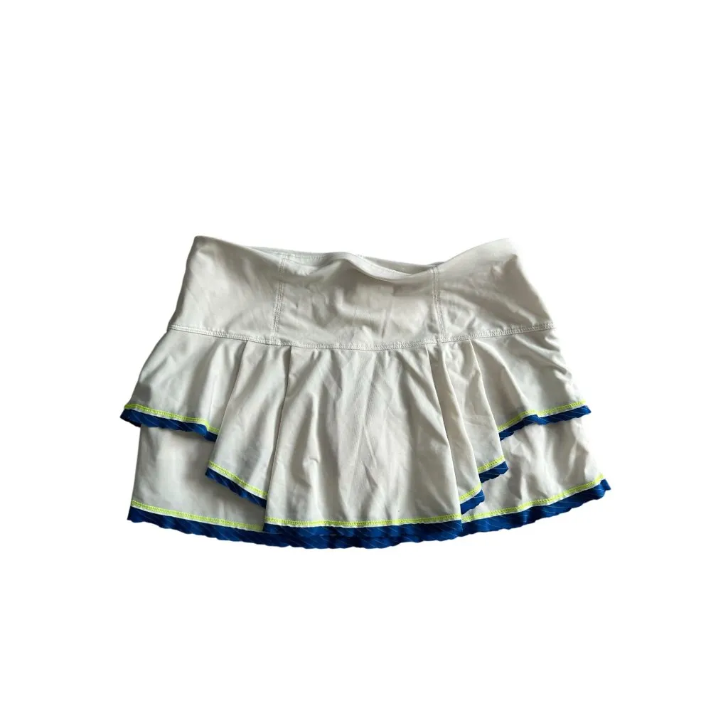 LUCKY IN LOVE White Blue Green Ruffle Tiered Pickleball Tennis Skort Size Medium - Image 7