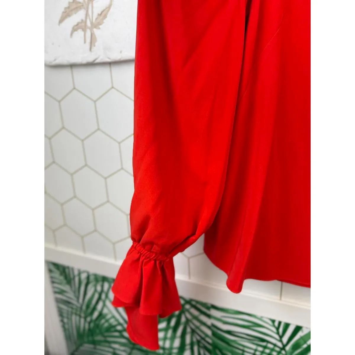 Bishop & Young Cold Bright Orange Red Shoulder Blouse - Size - Medium - Image 7