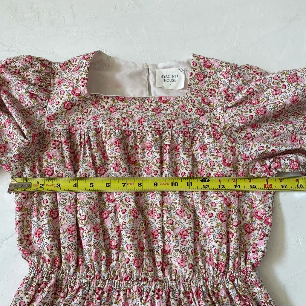 HYACINTH HOUSE Tuckernuck Pink and Red Floral Maddie Mini Dress Retail 158$ Sz S White - Image 9