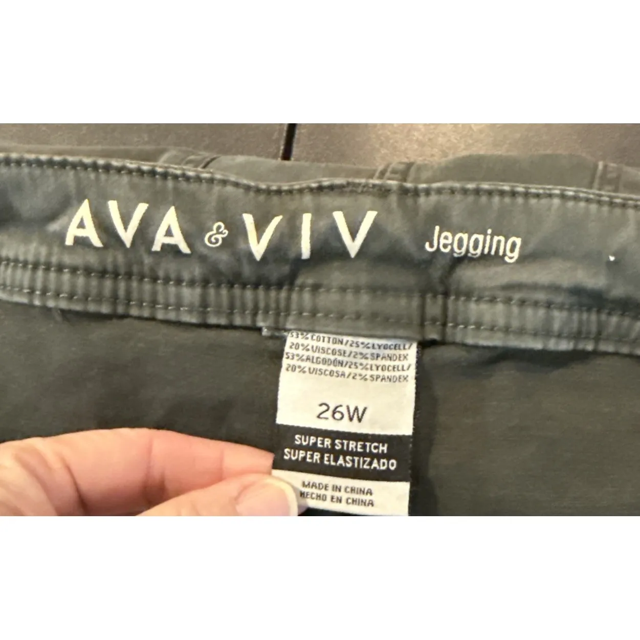 Ava Viv Womens 26W Jegging Super Stretch Olive Green Cargo Pants Utility Pocket - Image 5