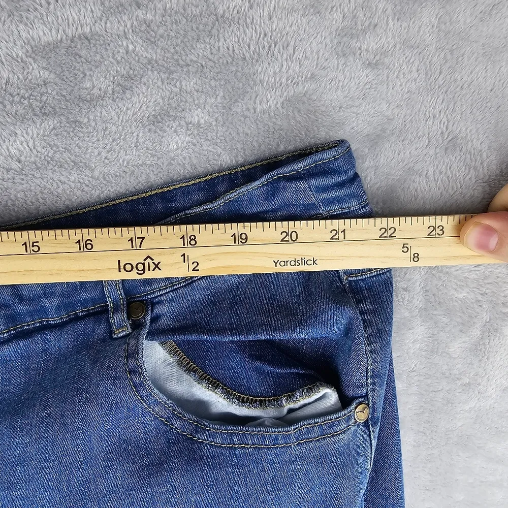 Woman Within Embroidered Floral Blue Jeans Women's Size 24W - Image 6