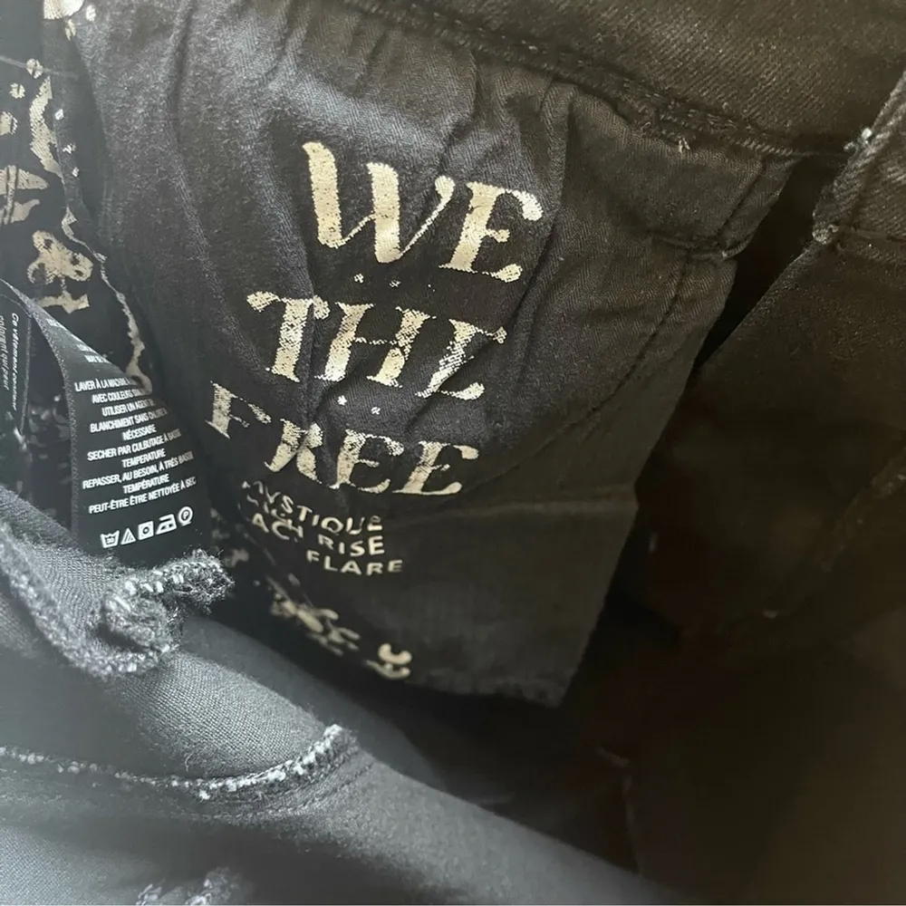 FREE PEOPLE We The Free Mystique Lace Flare Jeans Black Retro Whimsical Sz 28 - Image 13