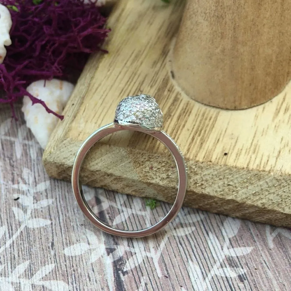 Sterling Silver Skull CZ Ring Size 8 White - Image 4