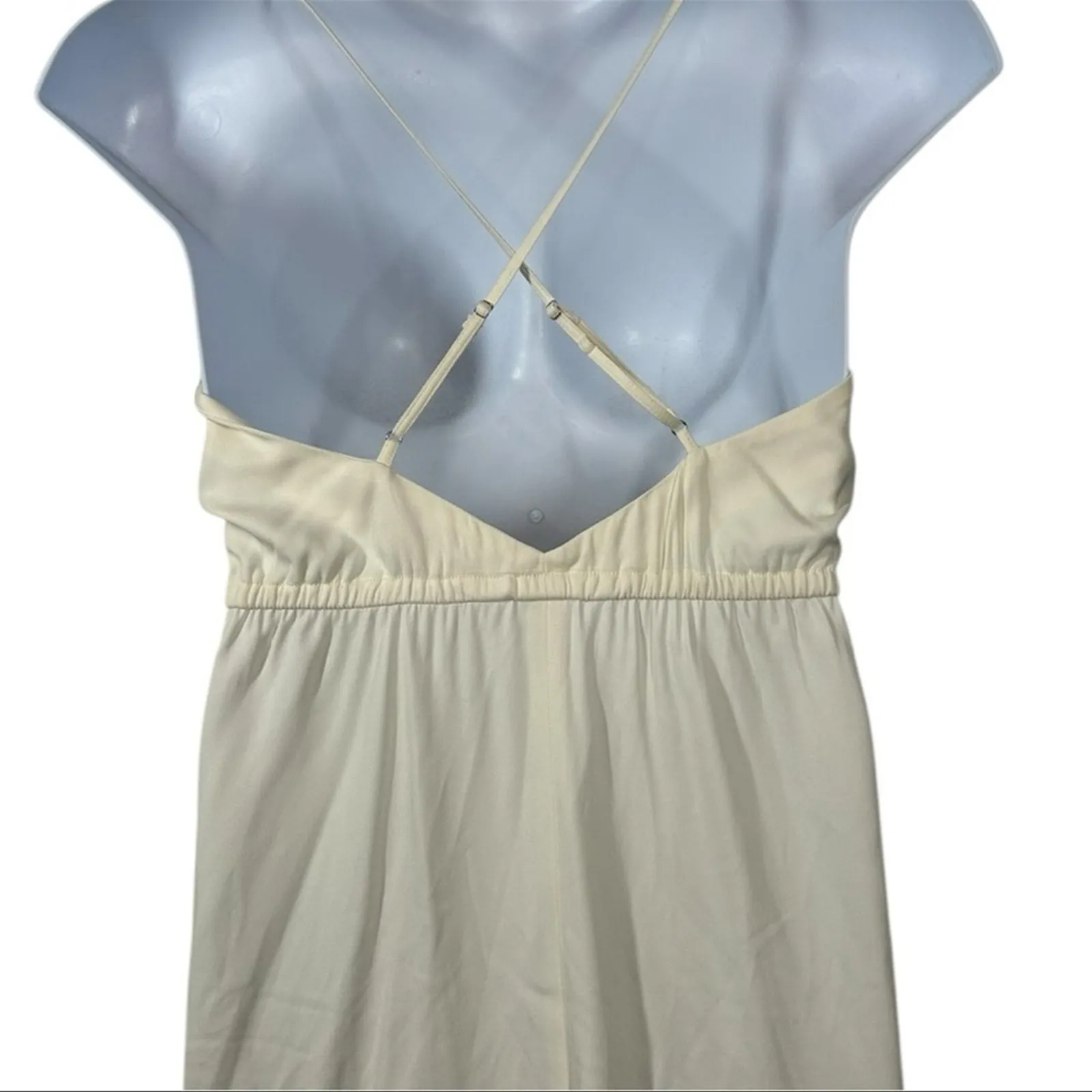 Tracy Reese Cream Ivory Midi Dress V-Neck Open Back Size Medium - Image 7