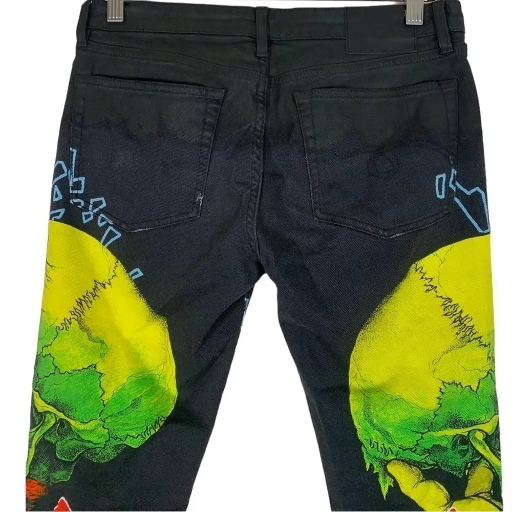 R13 Kate Low Rise Slim Straight Leg Limited Edition Metallica Jeans Size 27 - Image 6