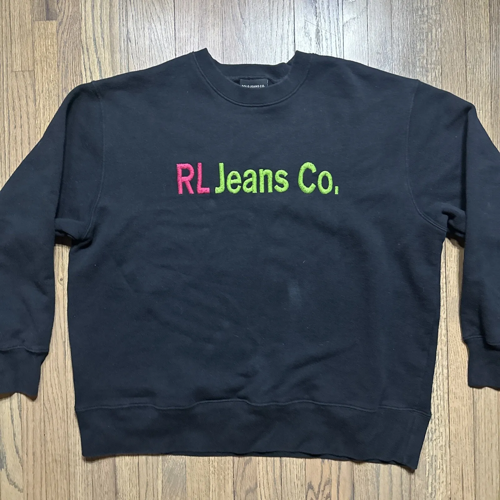 Vintage Polo Ralph Lauren Jeans Sweatshirt Women's SZ M/L Y2K USA Spell Out - Image 2