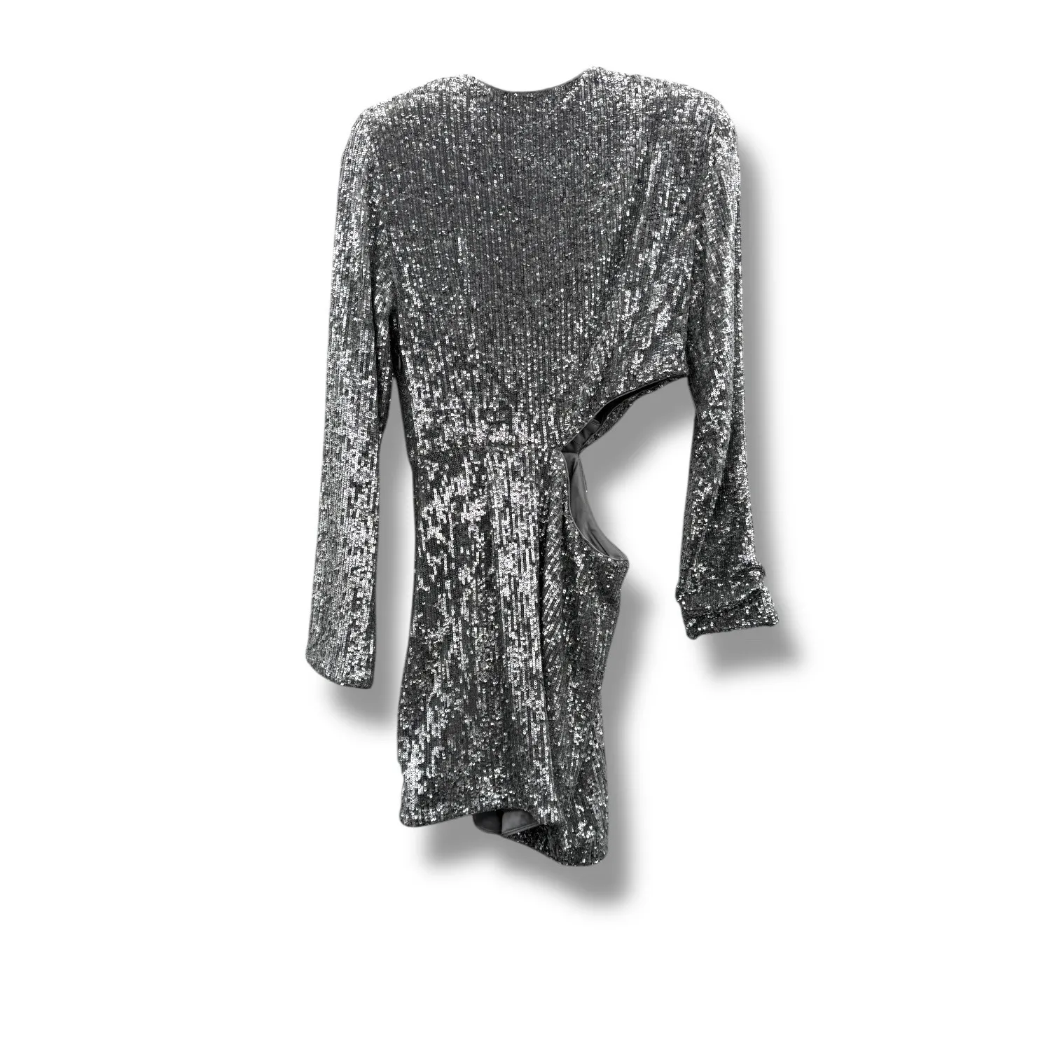Jonathan Simkhai Conrad Sequin Mini Dress Size 8 Silver Long Sleeve Party Glam - Image 7
