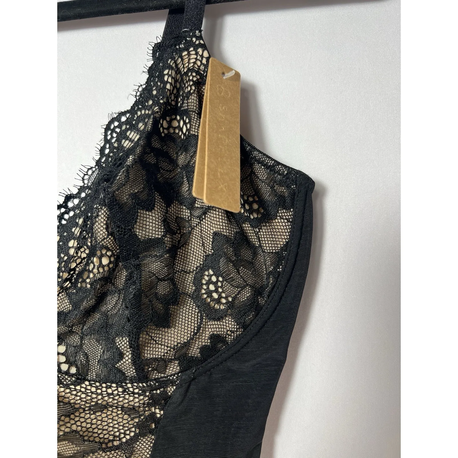 SHAPELLX Shapewear Tummy Control Lace Bodysuit Thong Body Shaper U Plunge Sz S Black - Image 3