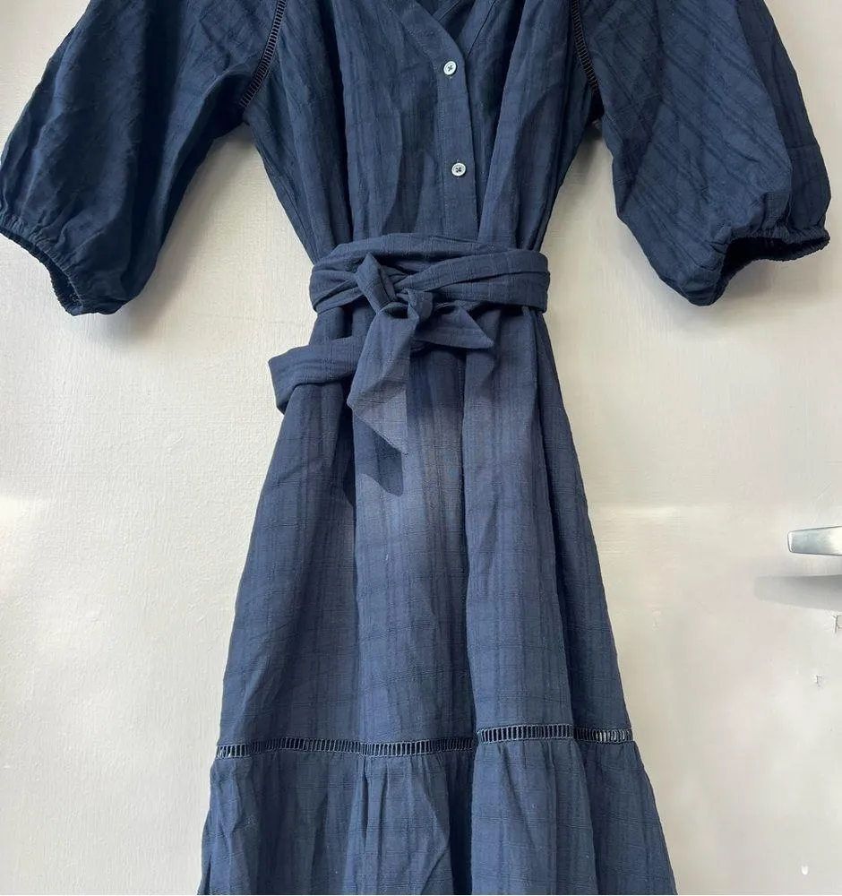 Madewell Tie-Waist Tiered Midi Dress in Windowpane - Image 7