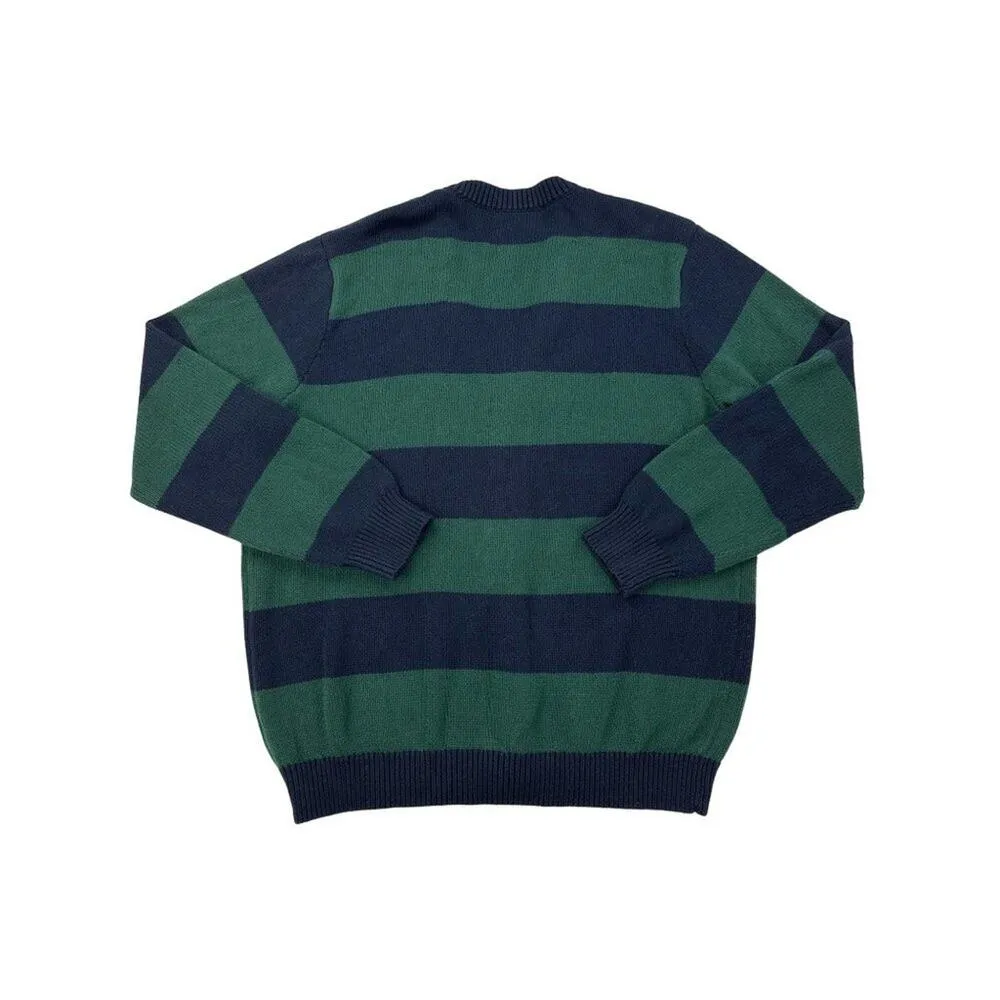 Brandy Melville - Striped V Neck Cardigan in Green & Navy Blue - Image 3