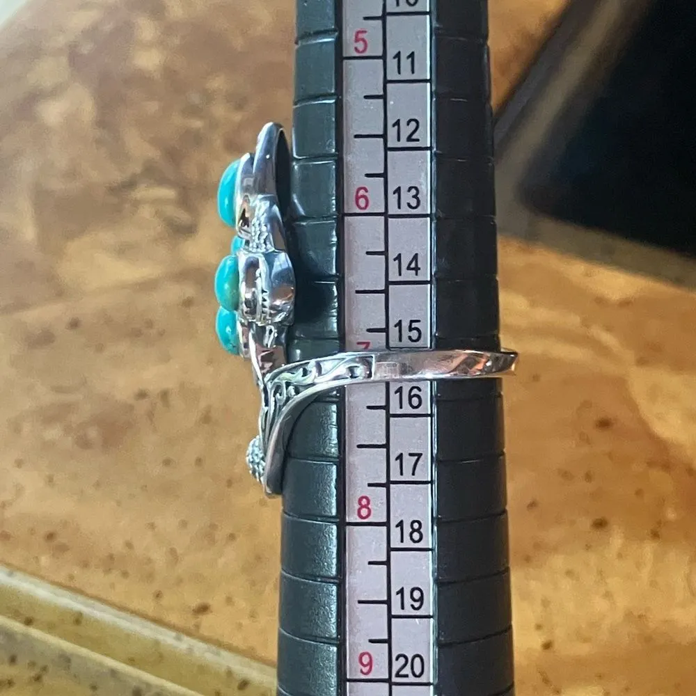 Sierra Nevada Turquoise Sterling Silver Butterfly Sunflower Ring Size 7 Blue - Image 8