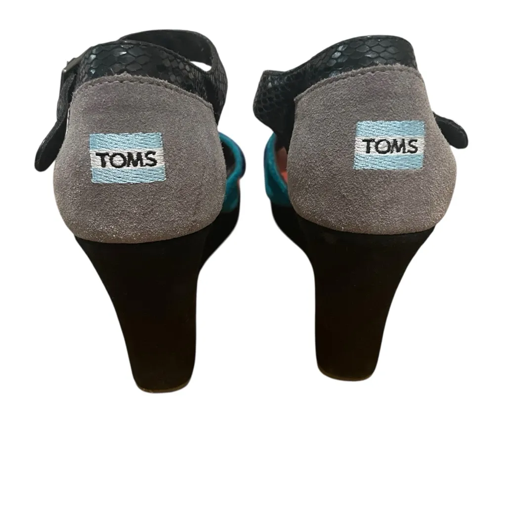 Toms Platform Wedge Sandals Multicolor Womens Size 9 Open Toe Ankle Strap - Image 7