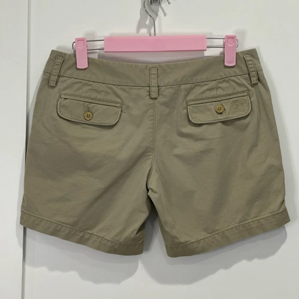 Vintage Juicy Couture Y2K Tan Khaki Mini Shorts Low Rise Buttons Size 4 Sailor - Image 3
