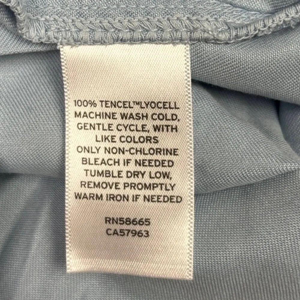 Caslon Blue Tencel Long Sleeve Sleeves Belted Pockets Mini Shirt Dress Sz XS - Image 9