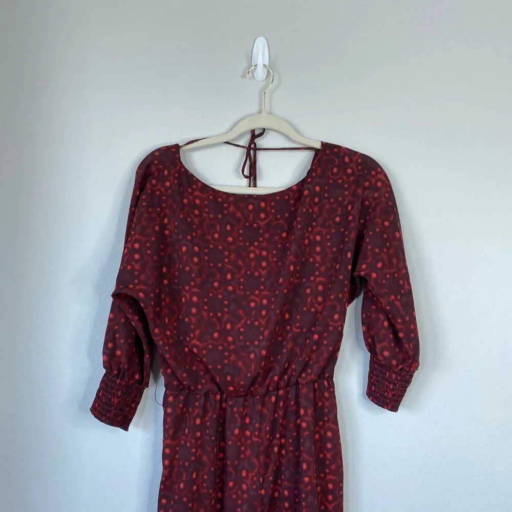 ALICE & OLIVIA Leiby Wide Leg Jumpsuit in Bordeaux Dot Size Medium - Image 4