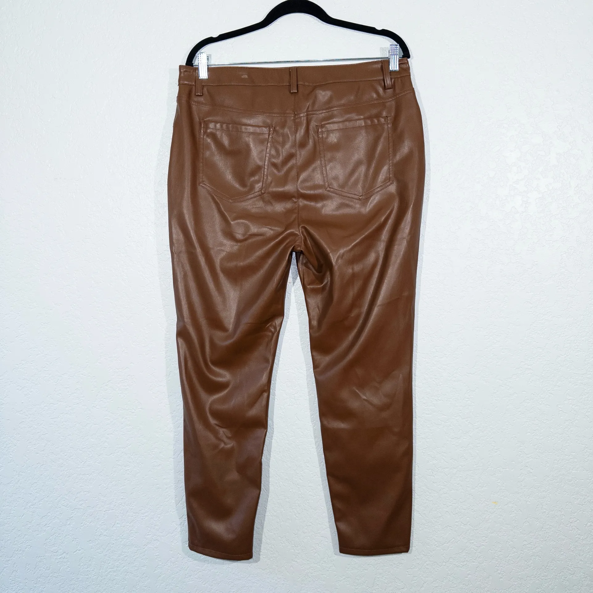 New Baccini Brown Faux Leather High Rise Skinny Pants Size 14 - Image 4