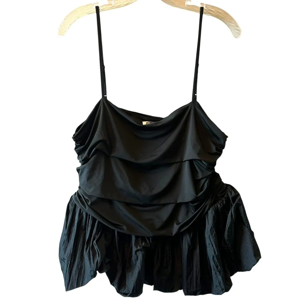 Future Collective Black Jersey & Taffeta Peplum Cami Top – Women’s Size XL - Image 2