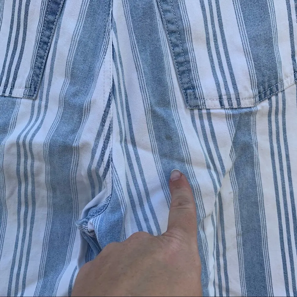 Vintage 80s 90s railroad stripe denim jean shorts 25" WAIST Blue - Image 6