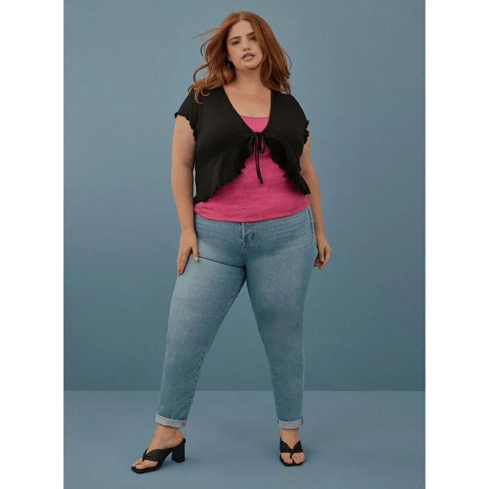 Torrid Festi Hot Pink Smocked Jersey Seamed Corset Tank 00 Med NWT - Image 8