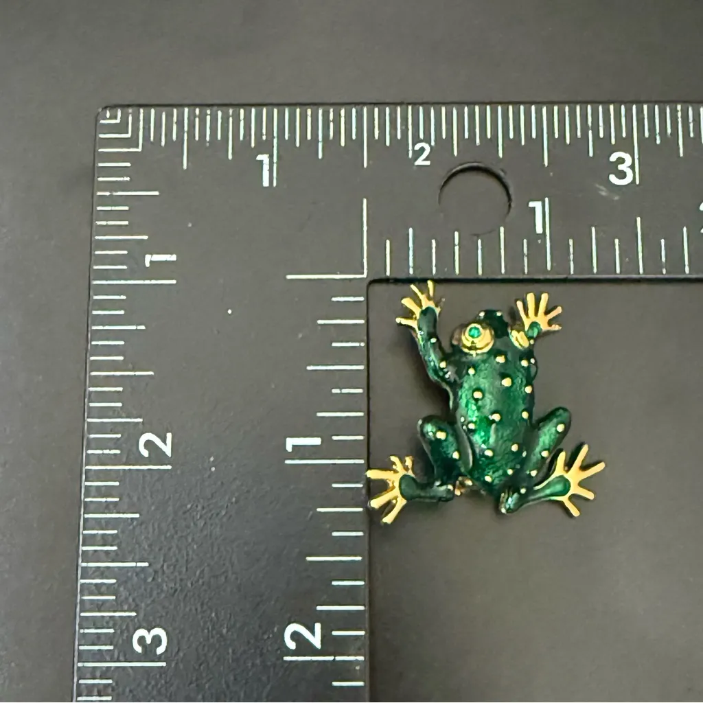 Vintage GIOVANNI Enameled Green Frog Gold - Image 12