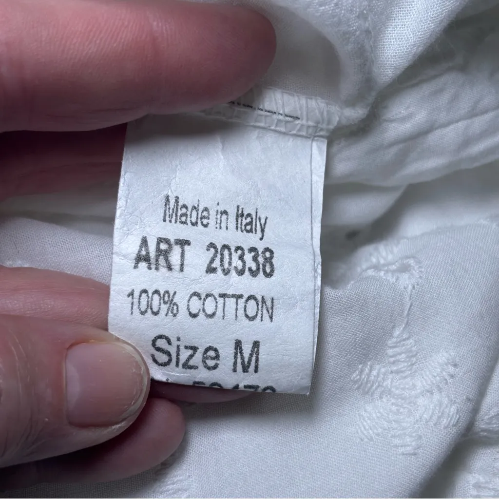 Valentina Naldi 100% cotton Medium Eyelet Dress Made In Italy NWT Embroidered White - Image 13