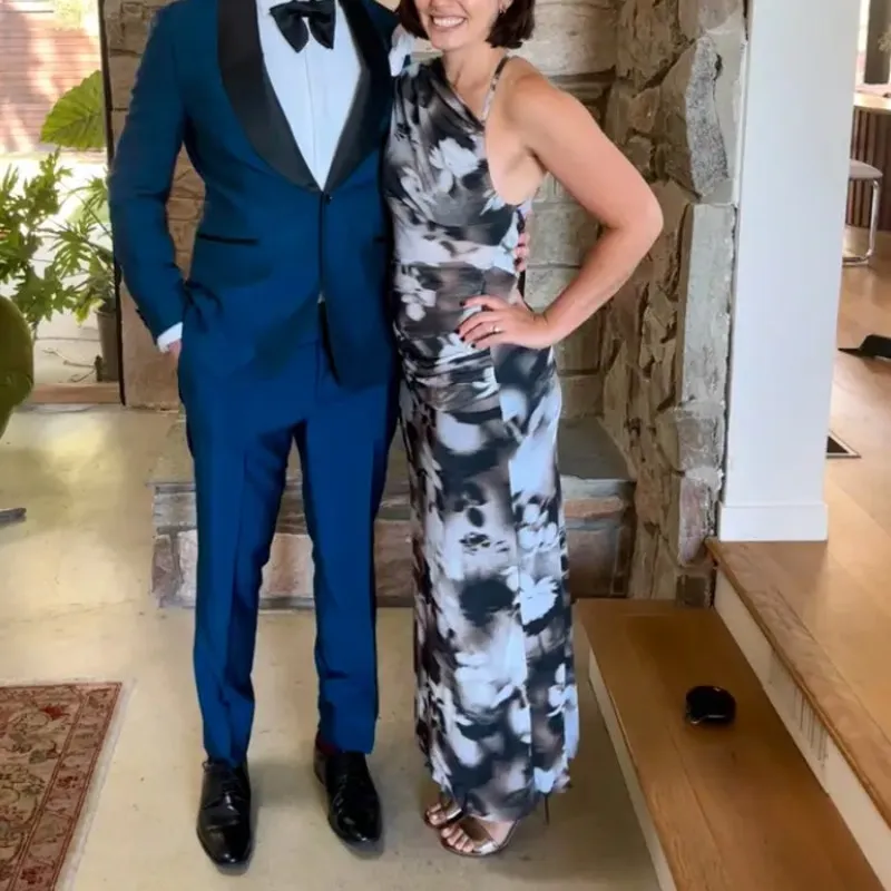 Bec & Bridge Gray Mesh Maxi Dress SIZE 4 Formal Gown Floral Ruched Designer $300 - Image 4