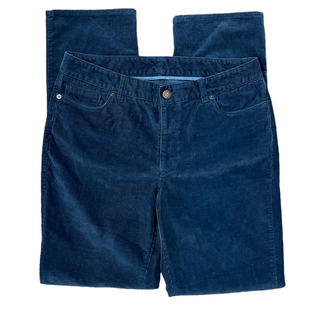 LL Bean Navy corduroy cords favorite fit high rise high waist Talbots Jean Pant Blue Size 12 - Image 2