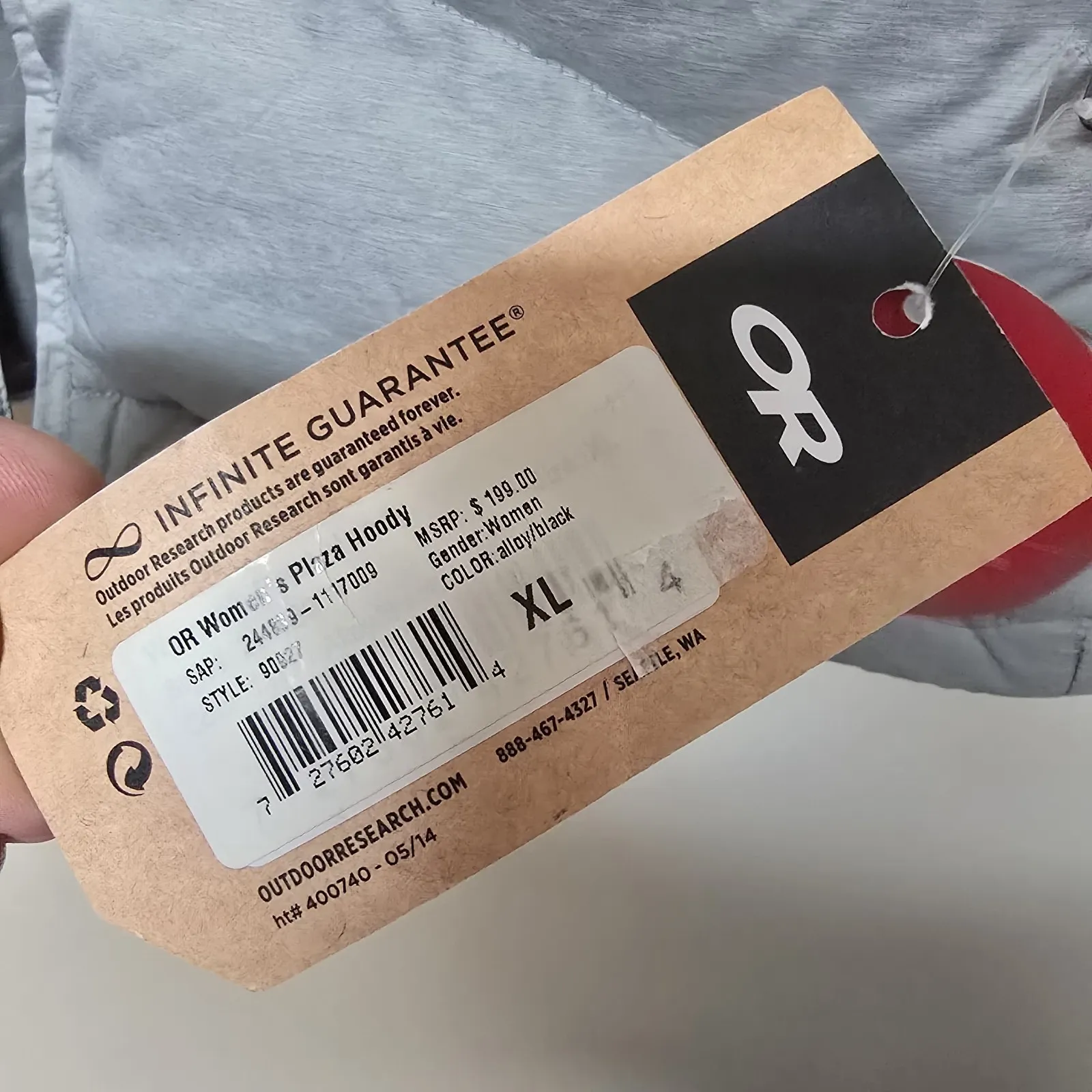 Outdoor Research Women's Size‎ XL Gray Duck Down Plaza Hoodie Jacket Gorpcore - Image 3