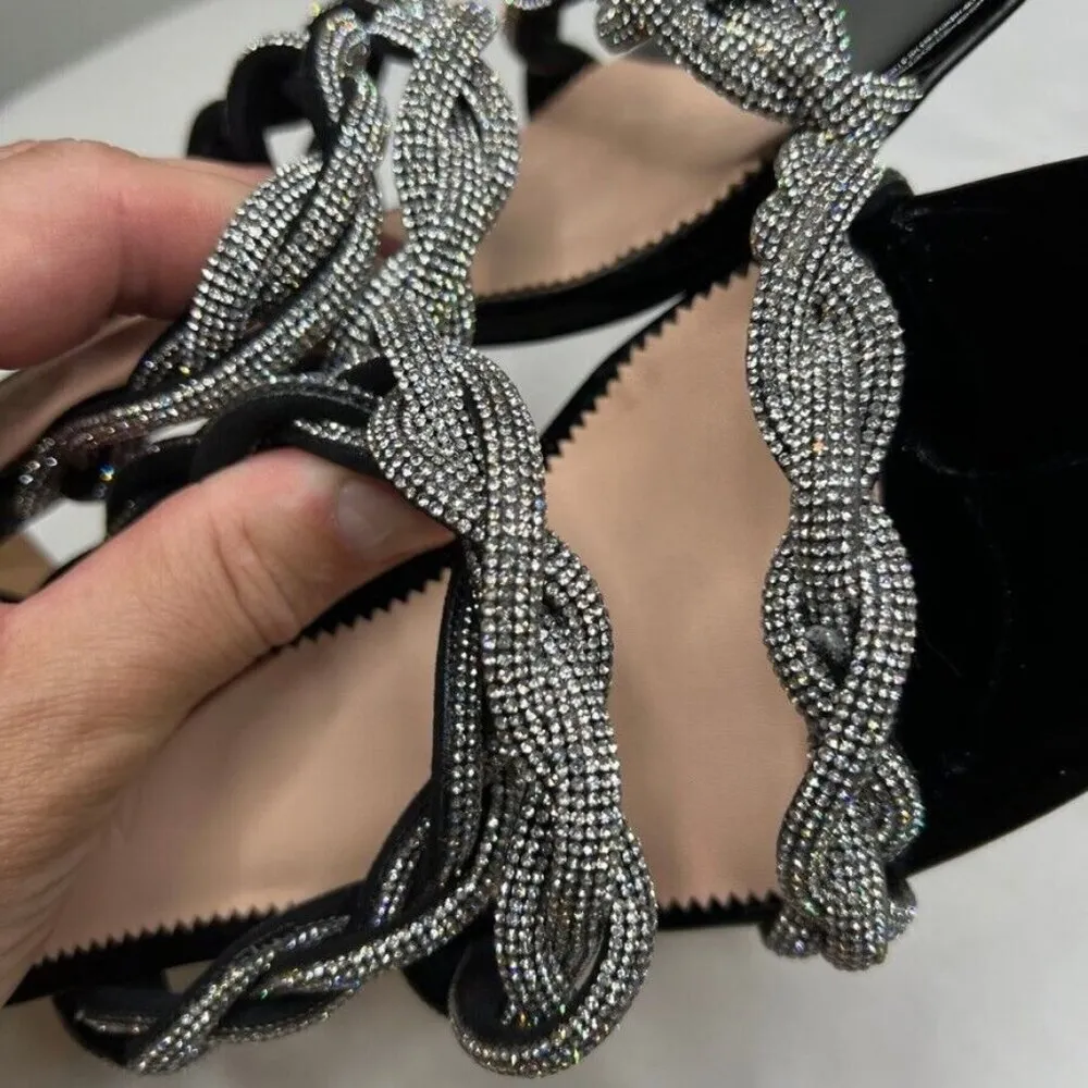 J.Crew $198 Zadie Strappy Kitten Heels with Crystals Size 6.5 BV719 Black - Image 6