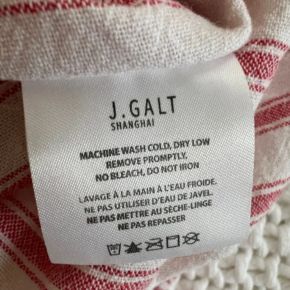 John Galt Women's White Red Stripe Button Down Shirt Size M - Image 6