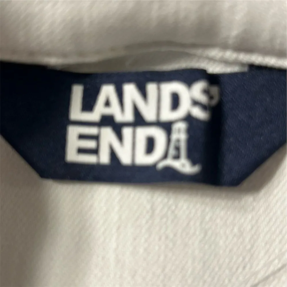 Lands' End Women's White Denim Jean Jacket Size M Casual Formal w/ Side … - Image 12