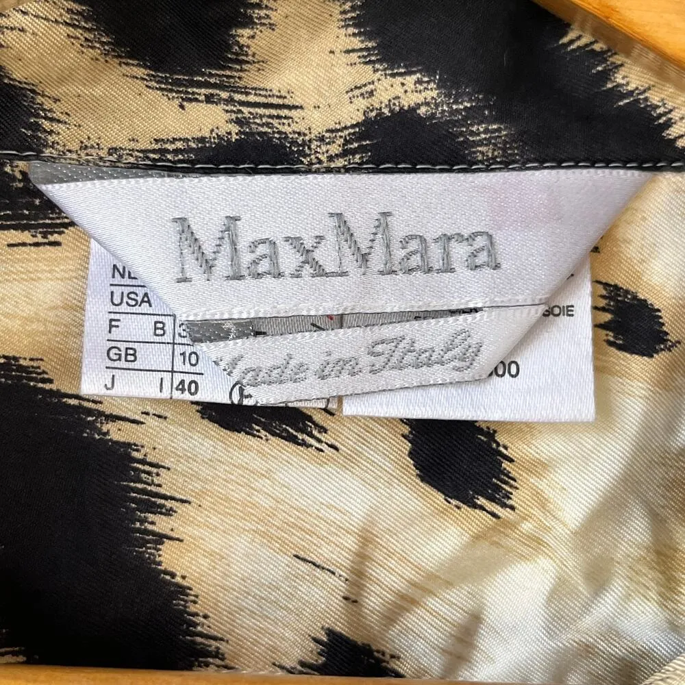 Max Mara Women's Animal Print 100% Silk Button Front Blouse Size 6 - Image 7