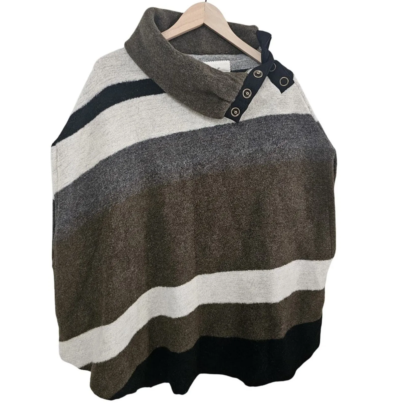 Anthropologie Tabitha Womens Wool Poncho Sz Med Sweater Lagenlook Boxy‎ Casual Green - Image 5