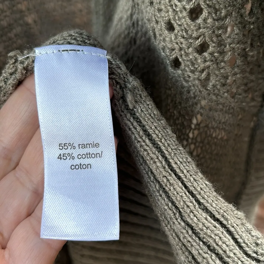 MAURICES Size LARGE Army Olive Green Open Weave Long Line Sweater Vest Boho - Image 9