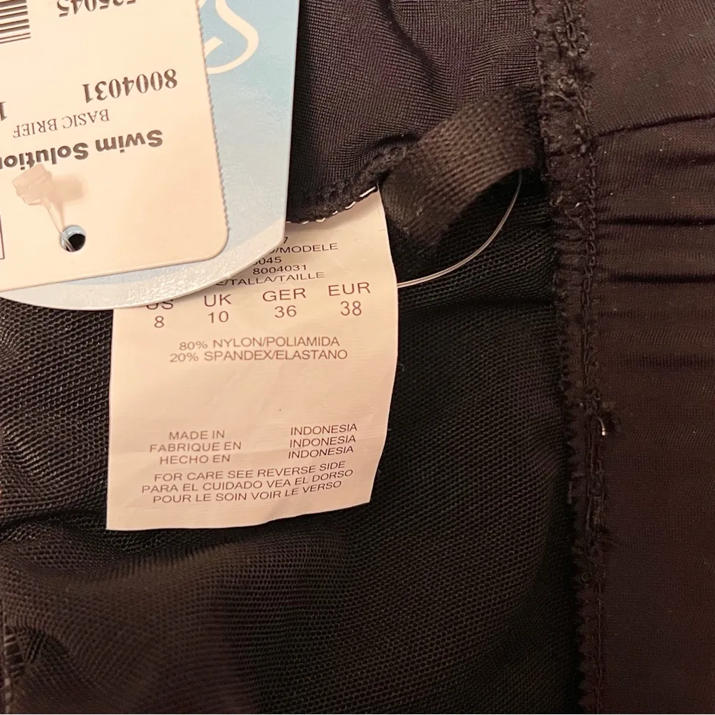 Swim Solutions Basic Swim Brief Bikini Bottoms Midrise Size 8 NEW Black - Image 7