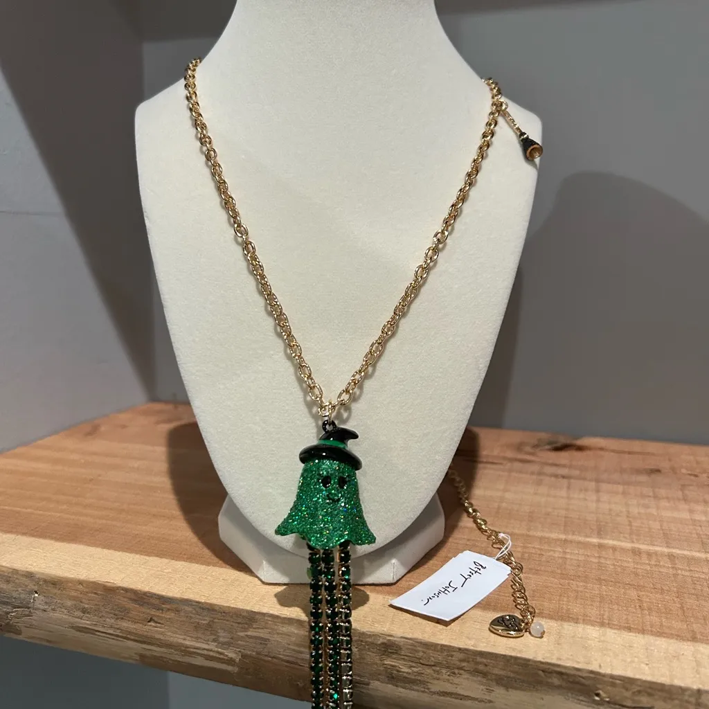 NWT Betsey Johnson Crystal Ghost Witch Long Pendant Necklace - Image 3