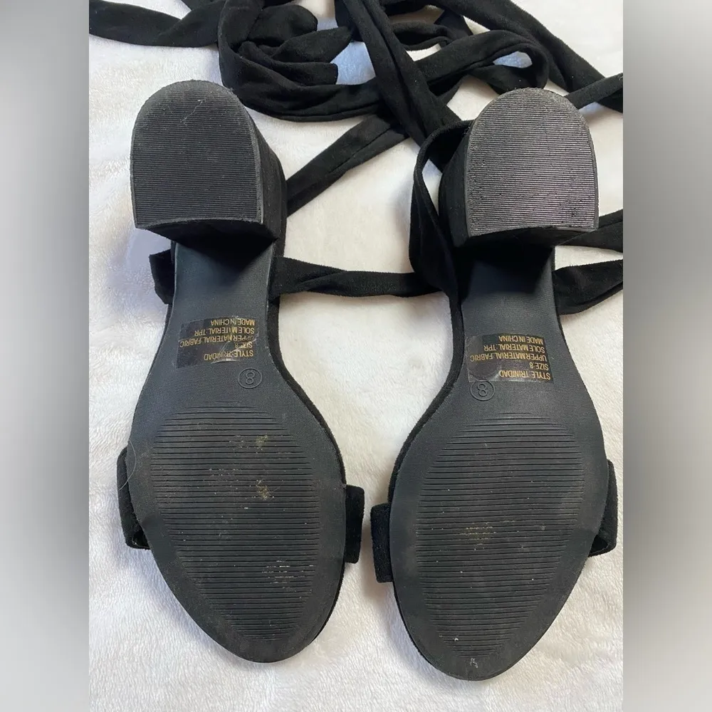 Lulu’s Trinidad Black Suede Lace-Up Heels Size 8 - Image 11