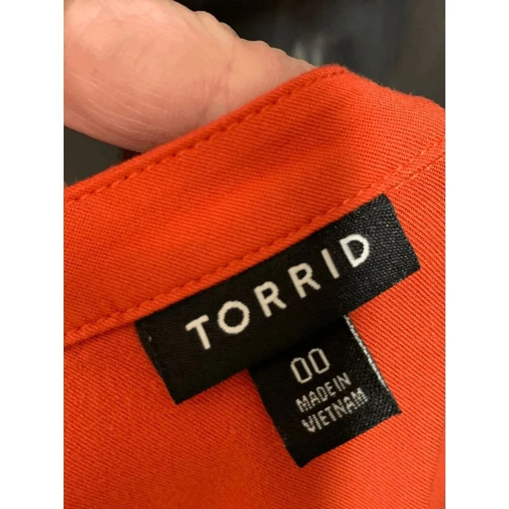 Torrid Womens Midi Dress Drawstring Stretch Waist Quarter Zip Orange size 00/ me - Image 4
