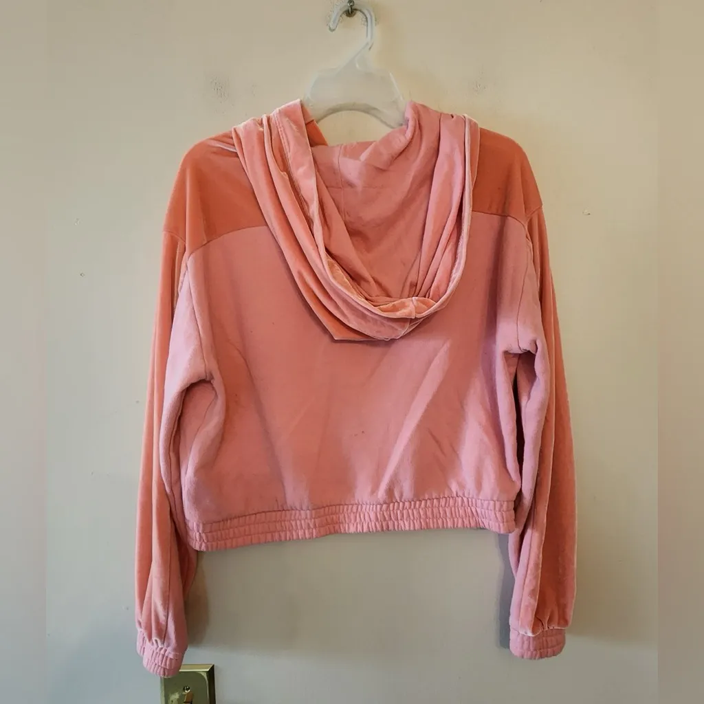 Victoria secret pink peach hooded cropped sweater size xs oversized - Image 4