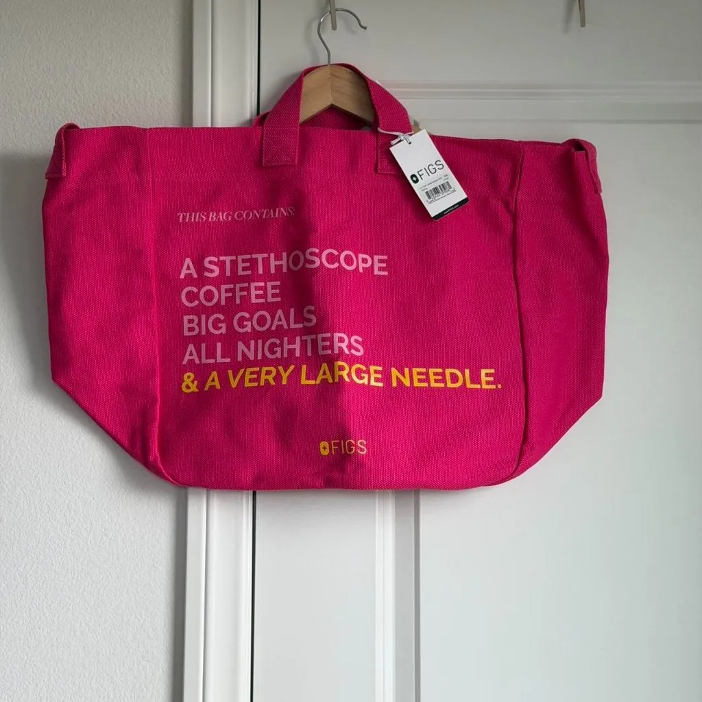 FIGS  A Very Large Needle Tote in Shocking Pink - Image 5