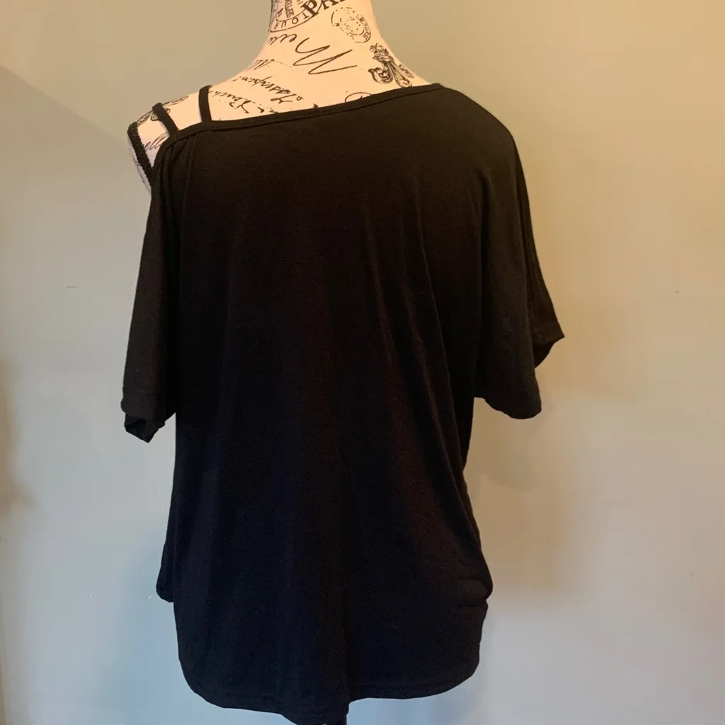 SHEIN Black Casual Asymmetrical Twist Waist Short Sleeve Top Women’s Small - Image 6