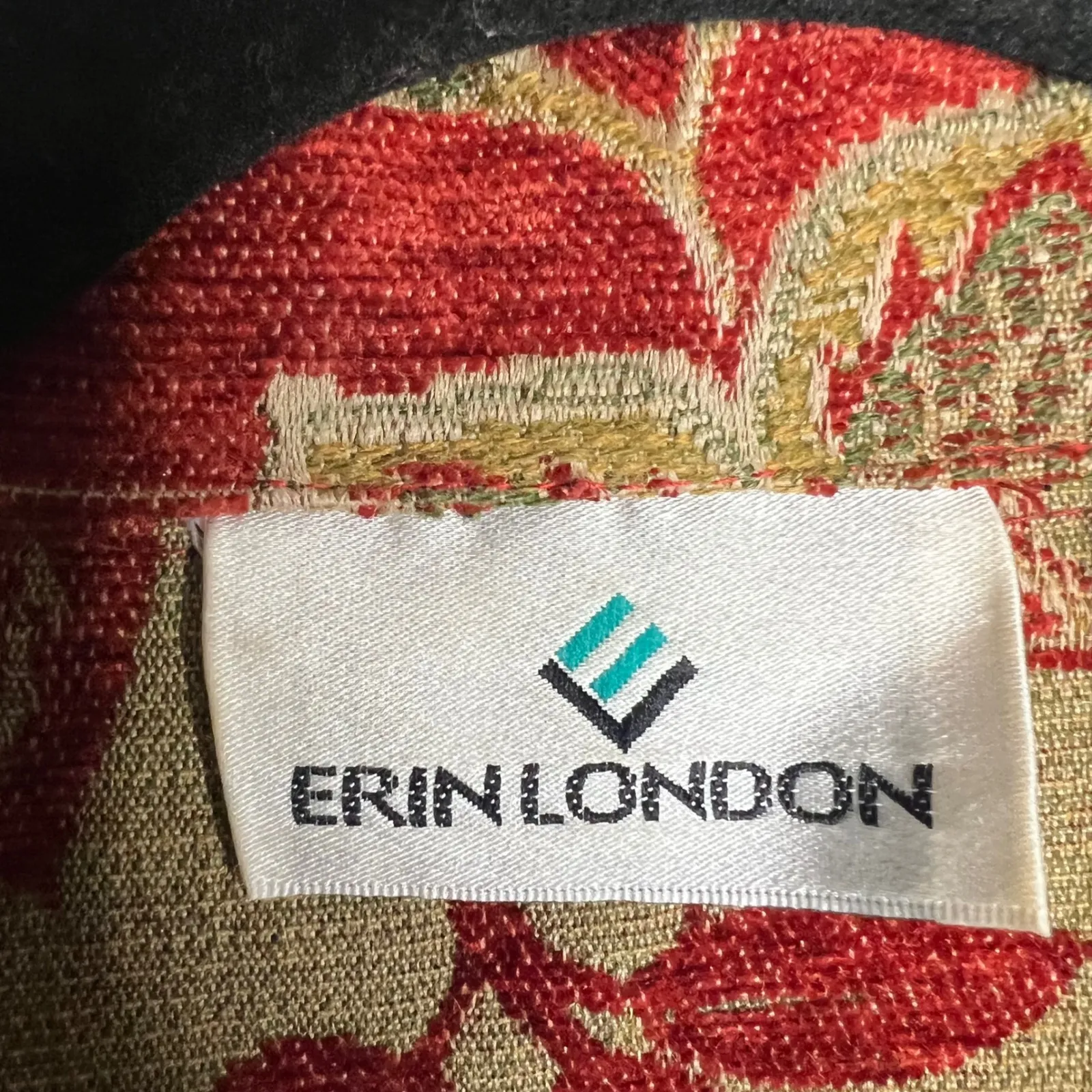 Erin London Floral Tapestry Button‎ Down Jacket Size L Red Gold Foilage Boho Size L - Image 2