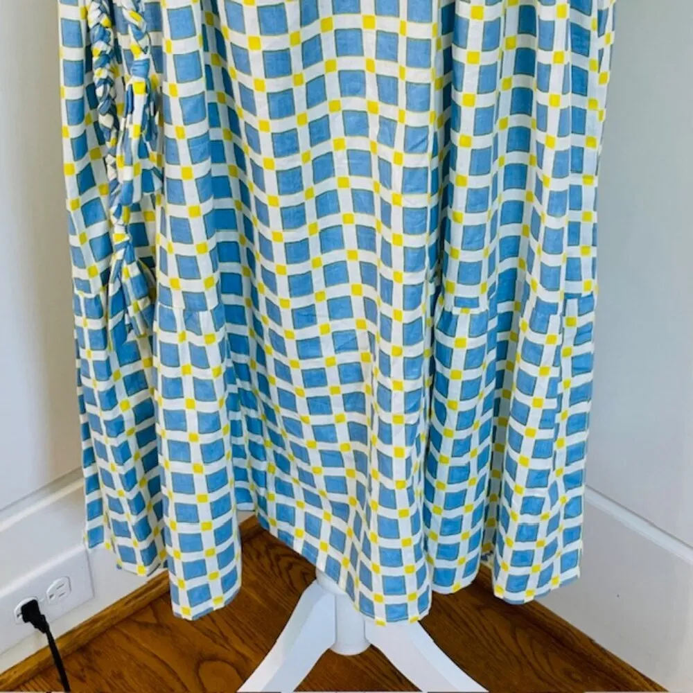 Monsoon & Beyond By Vera Handpainted Lexi Midi Dress Fontainhas Blue XS - Image 9