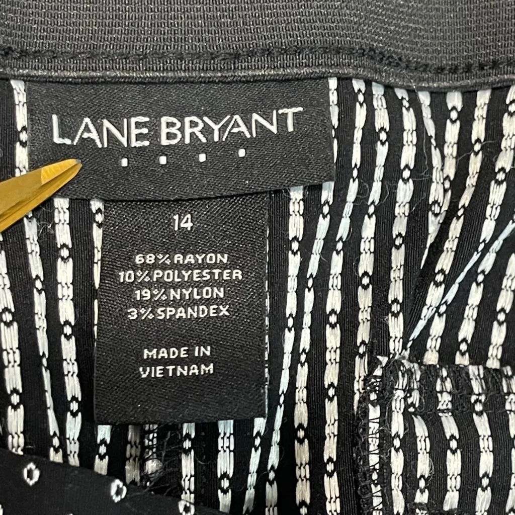 Lane Bryant Outlet Embroidered Polka Dot Pants Womens Size 14 Black White Career - Image 4