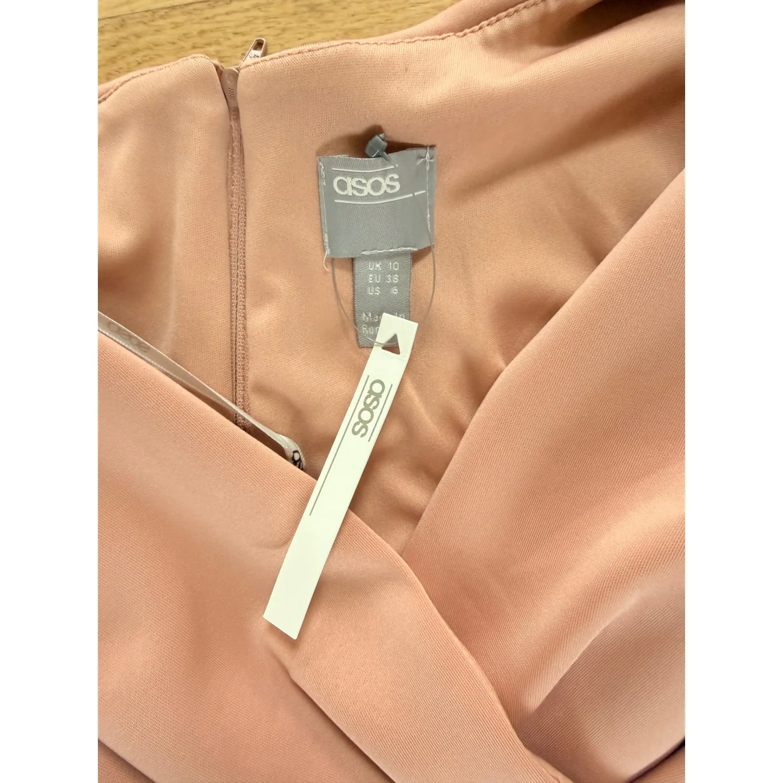 NWT ASOS Fallen Shoulder Bow Detail Jumpsuit Blush Pink Size UK 6 - Image 4