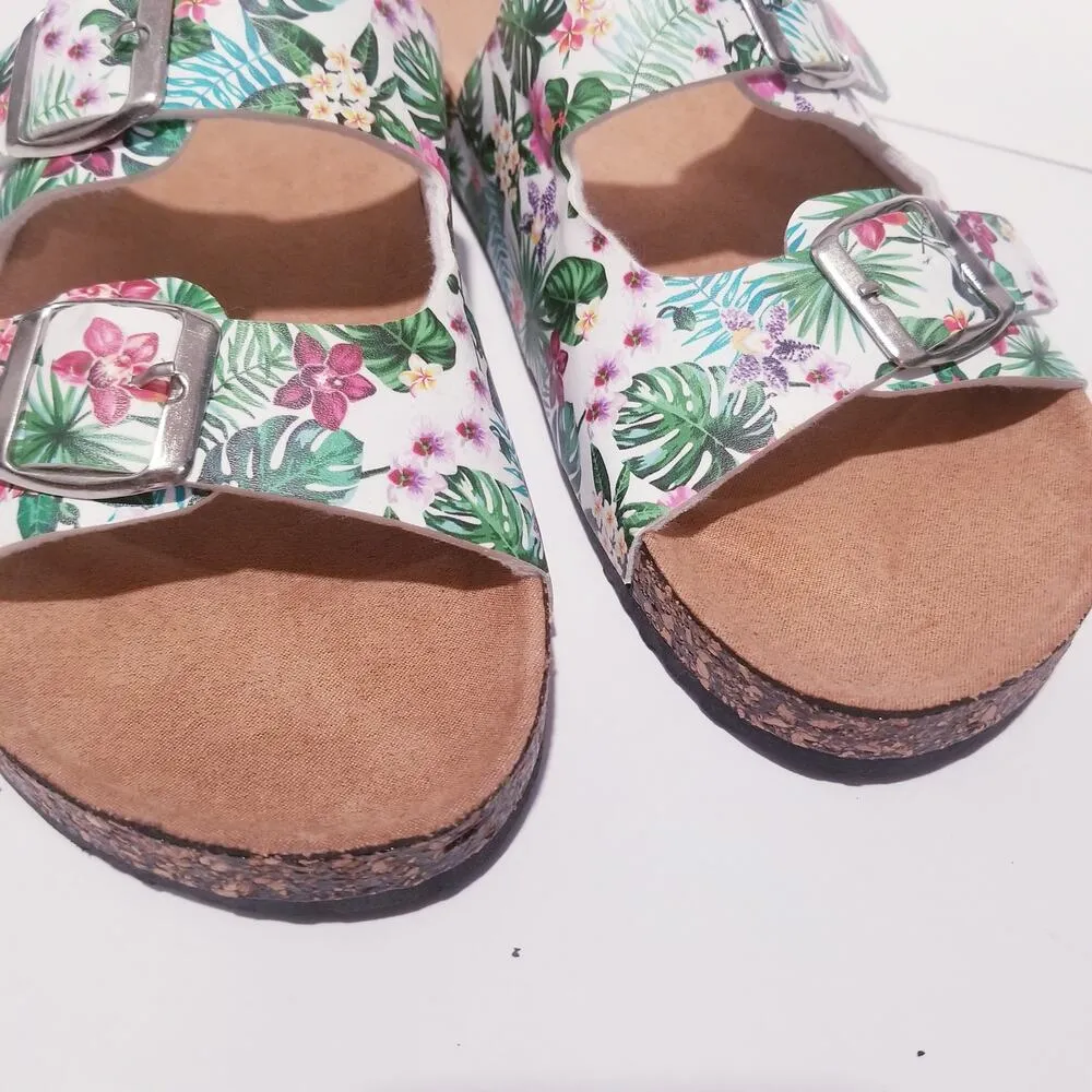 Floral Print Slip On Sandals Pink Size 7 - Image 2