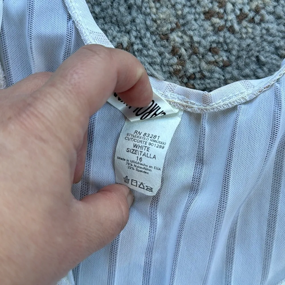 Vintage Carol Wior One Piece Shapewear Striped White 16 - Image 5